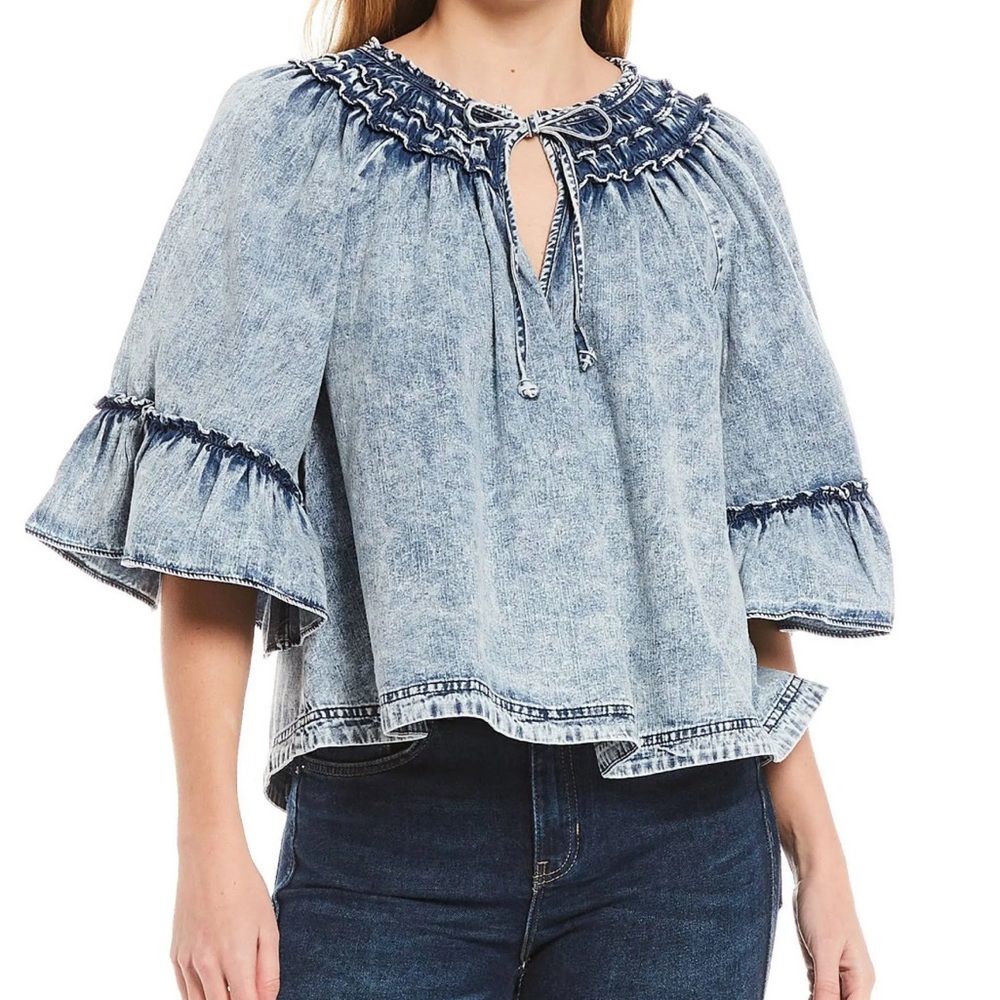 Free People Ainsley Denim Top Never Worn